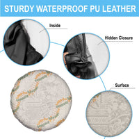 Aloha Pakalana and Puakenikeni Lei Spare Tire Cover Beige Hawaiian Pattern