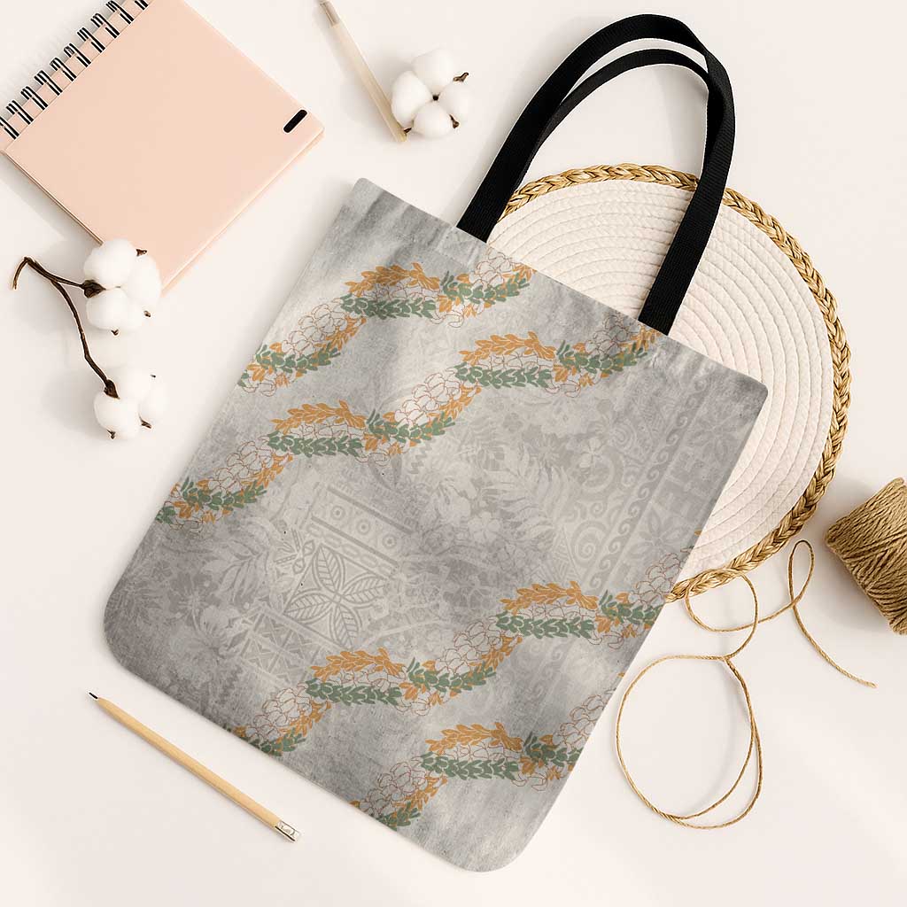 Aloha Pakalana and Puakenikeni Lei Tote Bag Beige Hawaiian Pattern - Polynesian Pride