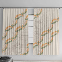 Aloha Pakalana and Puakenikeni Lei Window Curtain Beige Hawaiian Pattern