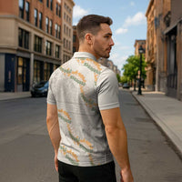 Aloha Pakalana and Puakenikeni Lei Zipper Polo Shirt Beige Hawaiian Pattern - Polynesian Pride