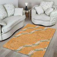 Aloha Pakalana and Puakenikeni Lei Area Rug Gold Hawaiian Pattern