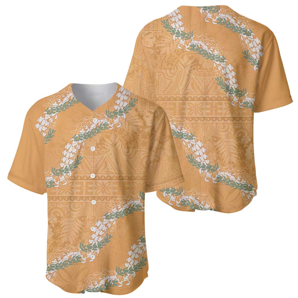 Aloha Pakalana and Puakenikeni Lei Baseball Jersey Gold Hawaiian Pattern LT9 - Polynesian Pride