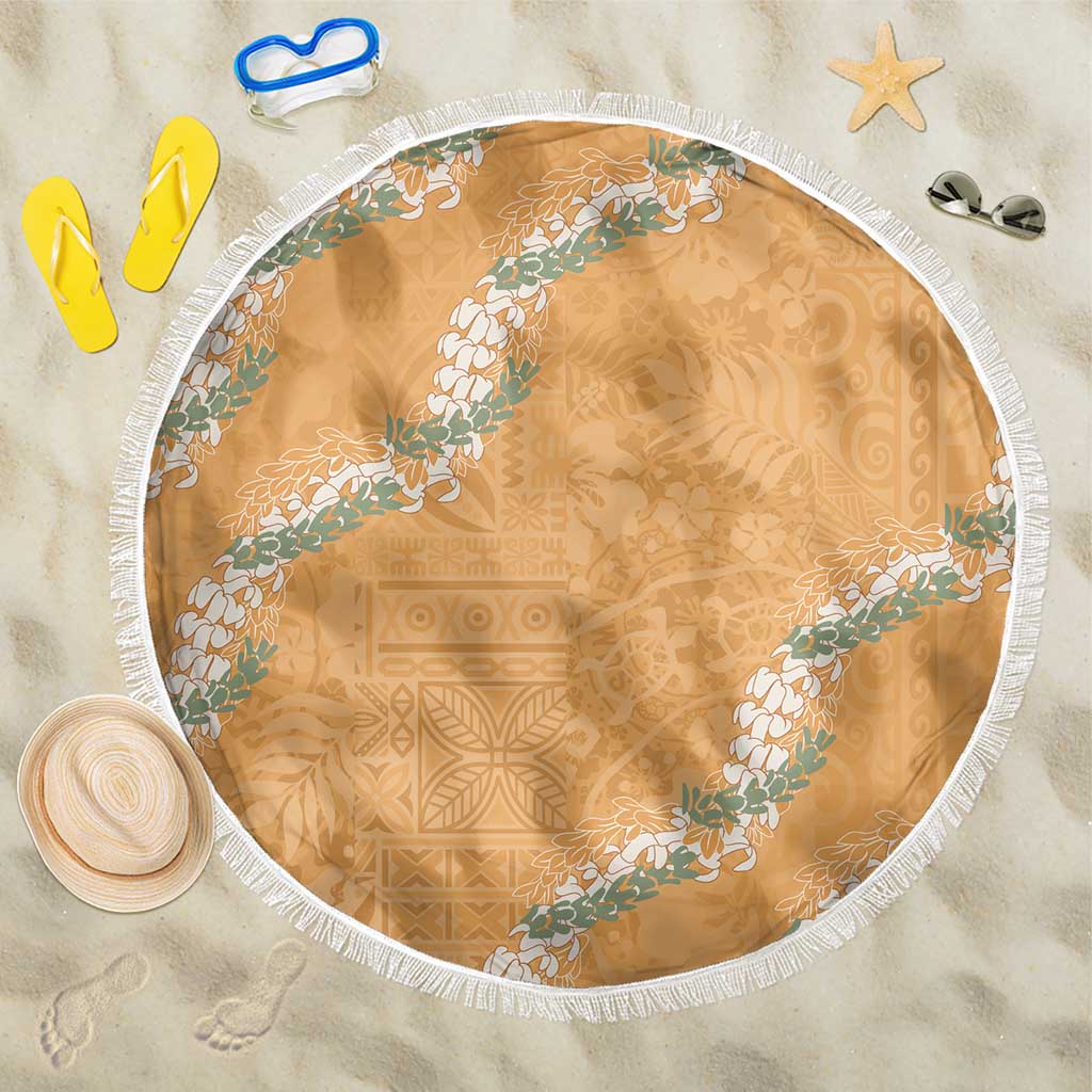 Aloha Pakalana and Puakenikeni Lei Beach Blanket Gold Hawaiian Pattern