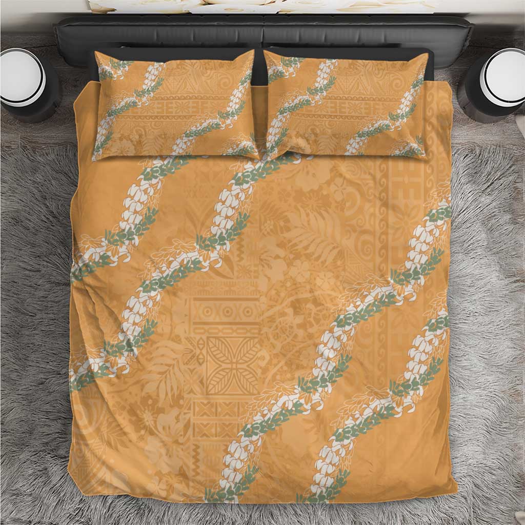 Aloha Pakalana and Puakenikeni Lei Bedding Set Gold Hawaiian Pattern