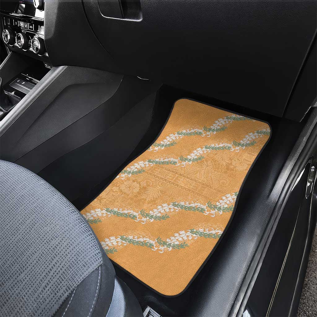 Aloha Pakalana and Puakenikeni Lei Car Mats Gold Hawaiian Pattern