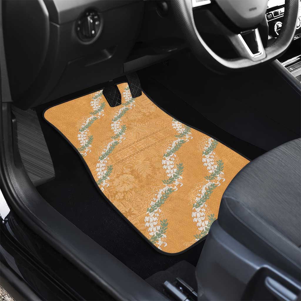 Aloha Pakalana and Puakenikeni Lei Car Mats Gold Hawaiian Pattern
