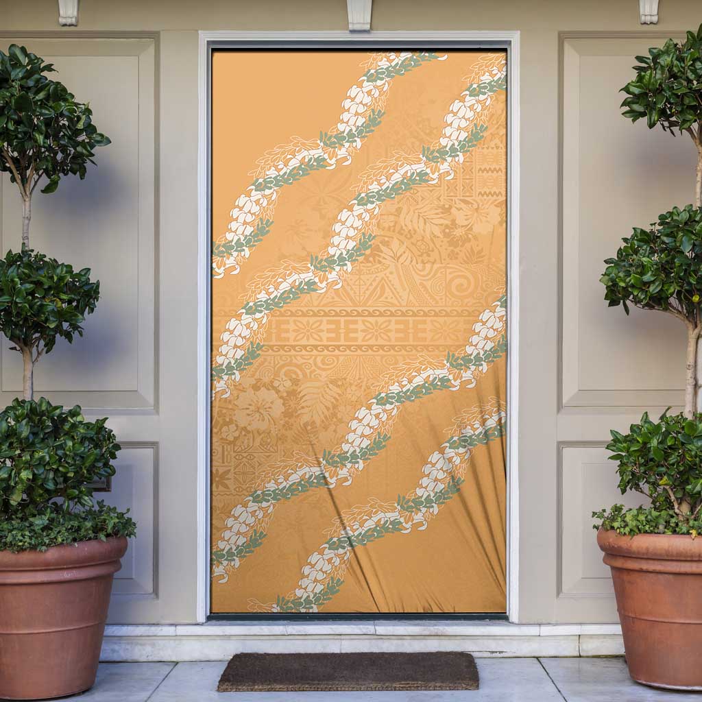Aloha Pakalana and Puakenikeni Lei Door Cover Gold Hawaiian Pattern - Polynesian Pride