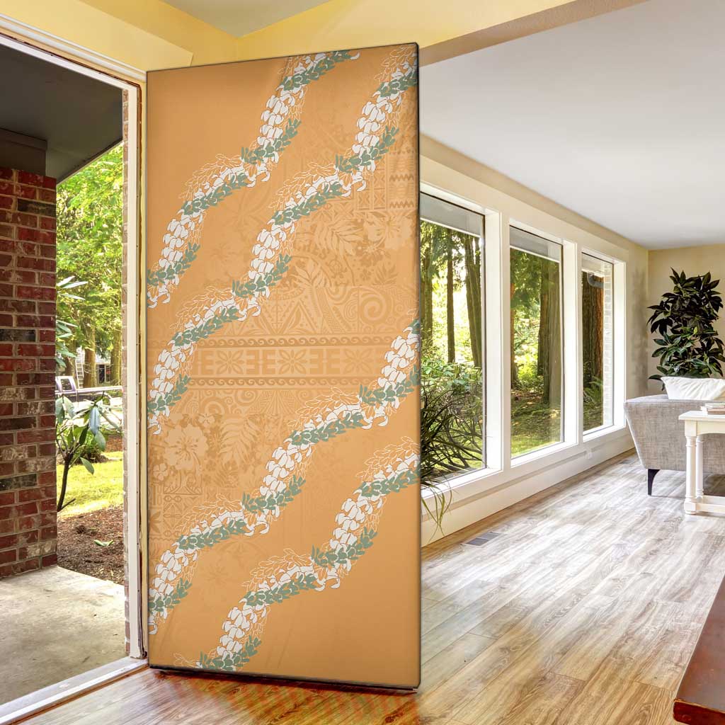 Aloha Pakalana and Puakenikeni Lei Door Cover Gold Hawaiian Pattern - Polynesian Pride