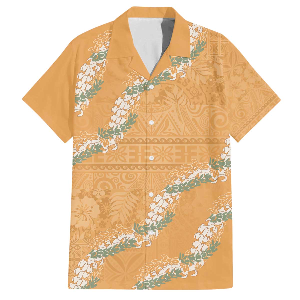Aloha Pakalana and Puakenikeni Lei Family Matching Off The Shoulder Long Sleeve Dress and Hawaiian Shirt Gold Hawaiian Pattern