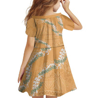 Aloha Pakalana and Puakenikeni Lei Family Matching Short Sleeve Bodycon Dress and Hawaiian Shirt Gold Hawaiian Pattern