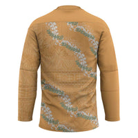 Aloha Pakalana and Puakenikeni Lei Hockey Jersey Gold Hawaiian Pattern - Polynesian Pride