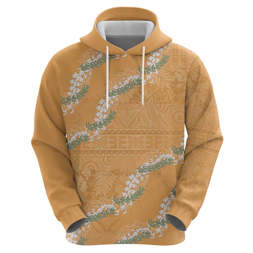 Aloha Pakalana and Puakenikeni Lei Hoodie Gold Hawaiian Pattern