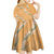 Aloha Pakalana and Puakenikeni Lei Kid Short Sleeve Dress Gold Hawaiian Pattern