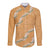 Aloha Pakalana and Puakenikeni Lei Long Sleeve Button Shirt Gold Hawaiian Pattern