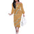 Aloha Pakalana and Puakenikeni Lei Off The Shoulder Long Sleeve Dress Gold Hawaiian Pattern