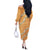 Aloha Pakalana and Puakenikeni Lei Off The Shoulder Long Sleeve Dress Gold Hawaiian Pattern