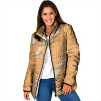 Aloha Pakalana and Puakenikeni Lei Padded Jacket Gold Hawaiian Pattern - Polynesian Pride