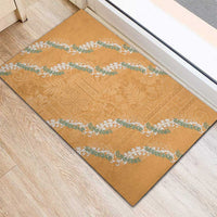 Aloha Pakalana and Puakenikeni Lei Rubber Doormat Gold Hawaiian Pattern