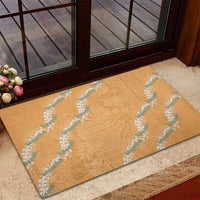 Aloha Pakalana and Puakenikeni Lei Rubber Doormat Gold Hawaiian Pattern