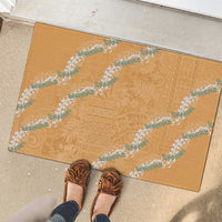 Aloha Pakalana and Puakenikeni Lei Rubber Doormat Gold Hawaiian Pattern