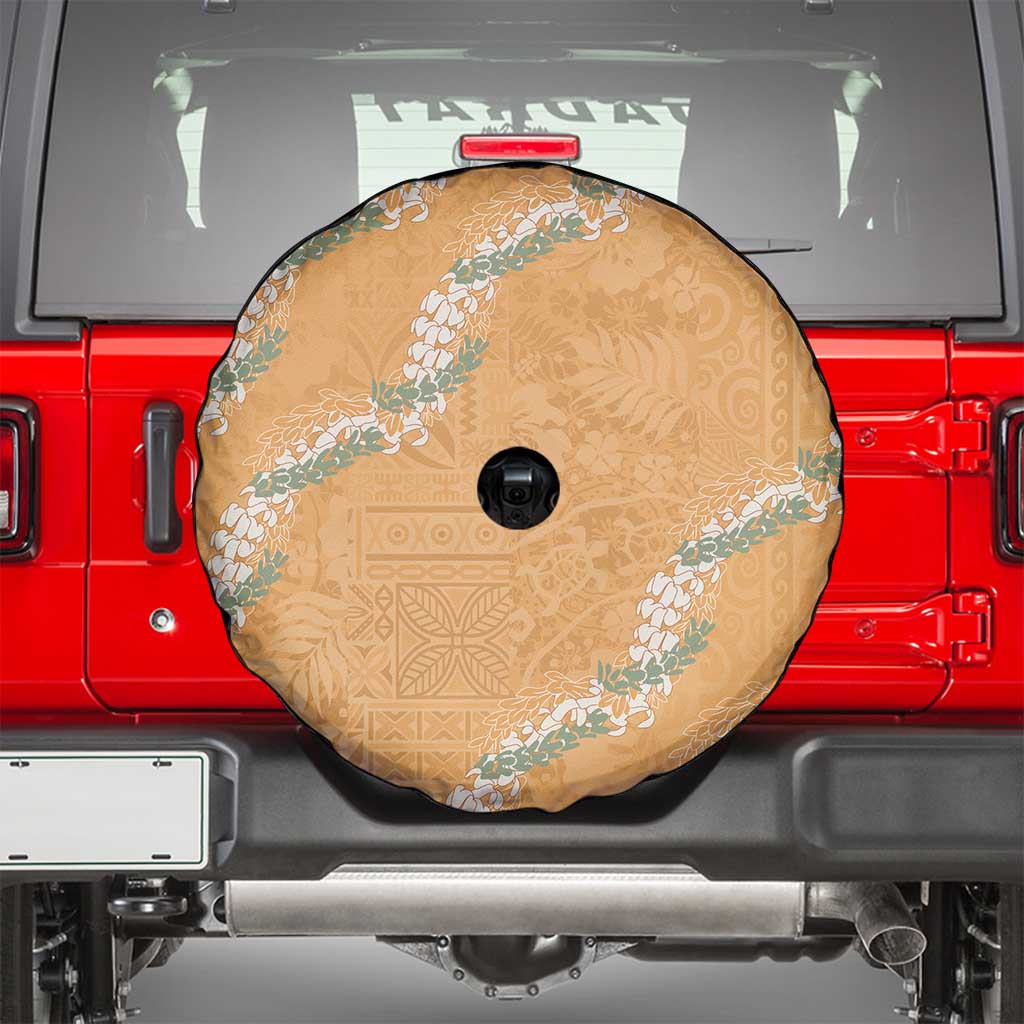 Aloha Pakalana and Puakenikeni Lei Spare Tire Cover Gold Hawaiian Pattern