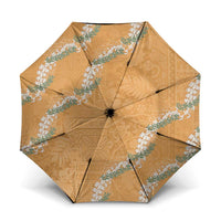 Aloha Pakalana and Puakenikeni Lei Umbrella Gold Hawaiian Pattern - Polynesian Pride