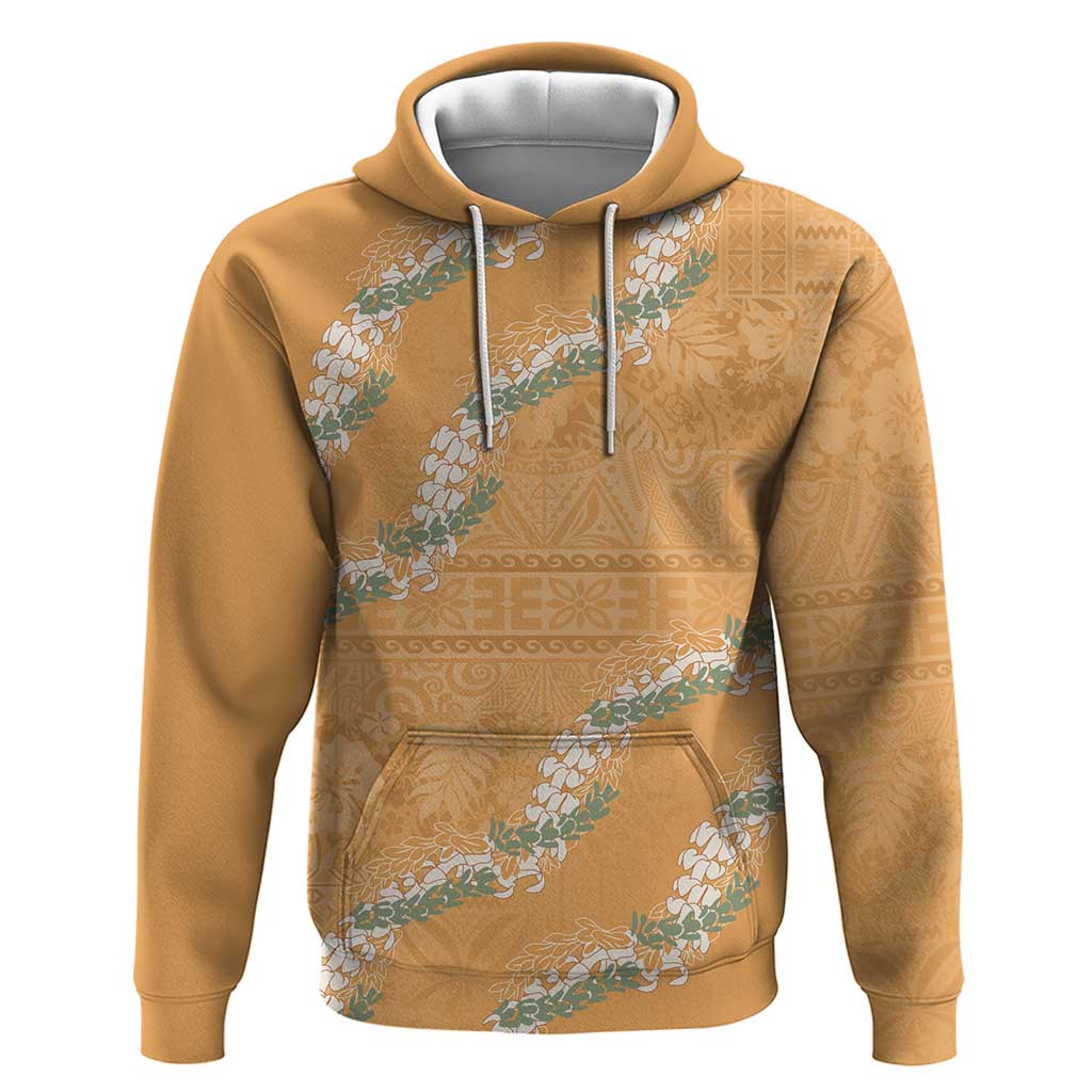 Aloha Pakalana and Puakenikeni Lei Zip Hoodie Gold Hawaiian Pattern