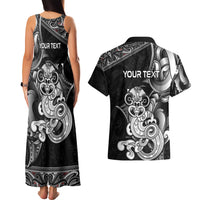 Personalised New Zealand Potae Pango Cricket Couples Matching Tank Maxi Dress and Hawaiian Shirt Special Maori Hei Tiki Tribal Tattoo