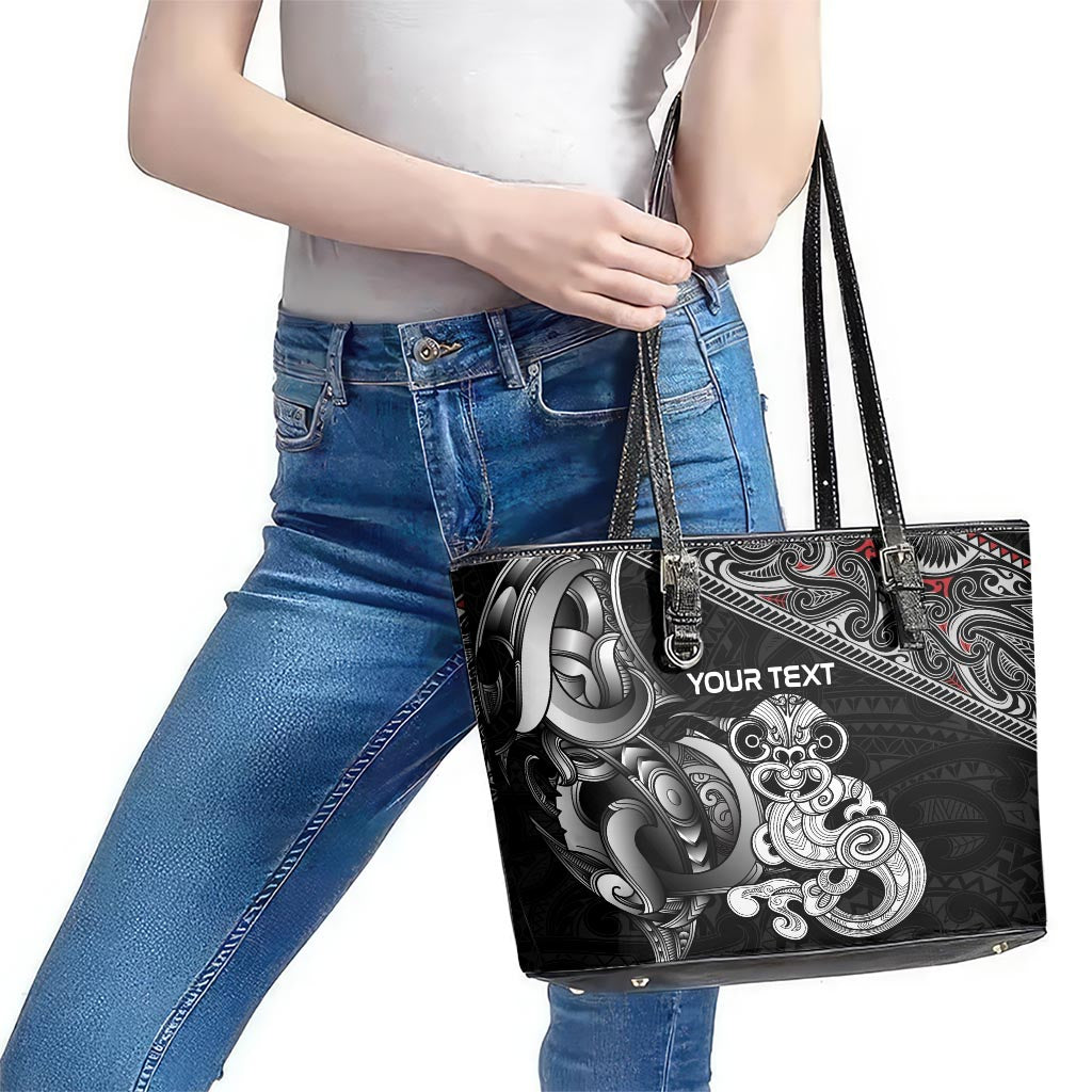 Personalised New Zealand Potae Pango Cricket Leather Tote Bag Special Maori Hei Tiki Tribal Tattoo