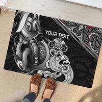 Personalised New Zealand Potae Pango Cricket Rubber Doormat Special Maori Hei Tiki Tribal Tattoo