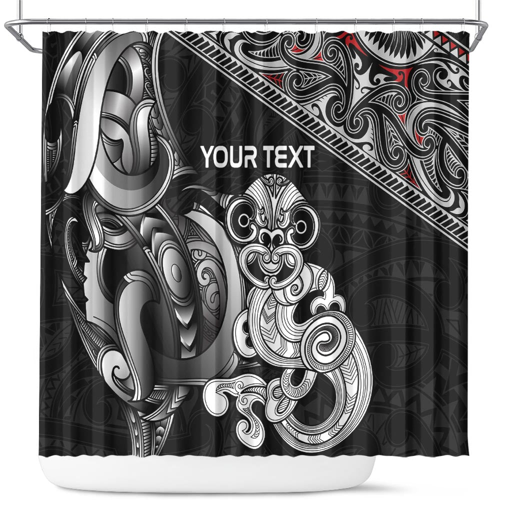 Personalised New Zealand Potae Pango Cricket Shower Curtain Special Maori Hei Tiki Tribal Tattoo
