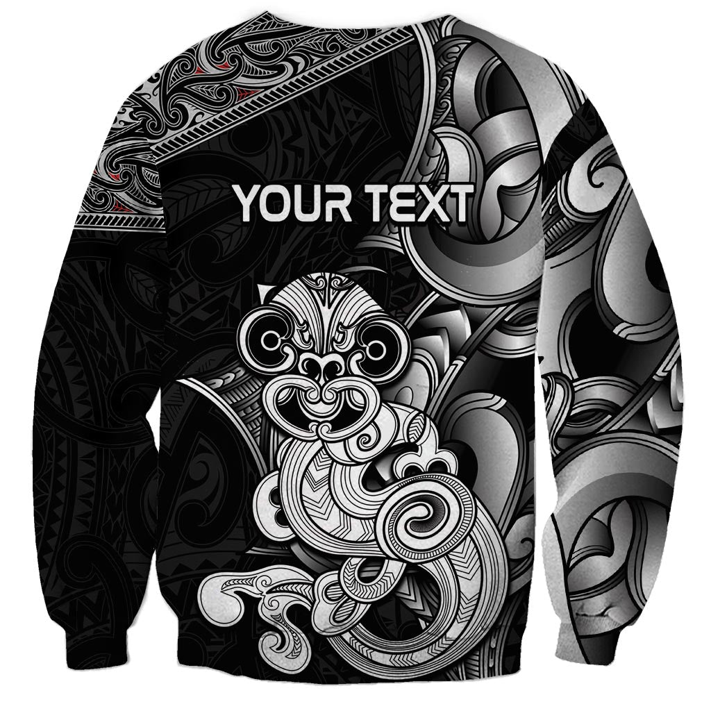 Personalised New Zealand Potae Pango Cricket Sweatshirt Special Maori Hei Tiki Tribal Tattoo