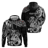 Personalised New Zealand Potae Pango Cricket Zip Hoodie Special Maori Hei Tiki Tribal Tattoo