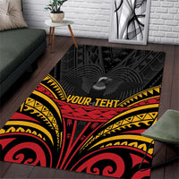 Custom Papua New Guinea Cricket Area Rug PNG Emblem Mix Polyneisan Pattern