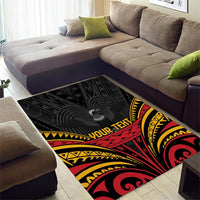 Custom Papua New Guinea Cricket Area Rug PNG Emblem Mix Polyneisan Pattern