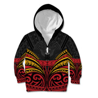 Custom Papua New Guinea Cricket Kid Hoodie PNG Emblem Mix Polyneisan Pattern
