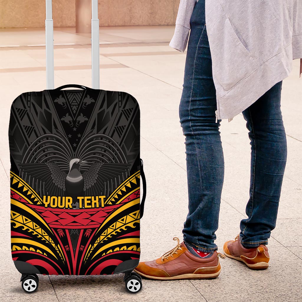Custom Papua New Guinea Cricket Luggage Cover PNG Emblem Mix Polyneisan Pattern LT9 Black - Polynesian Pride