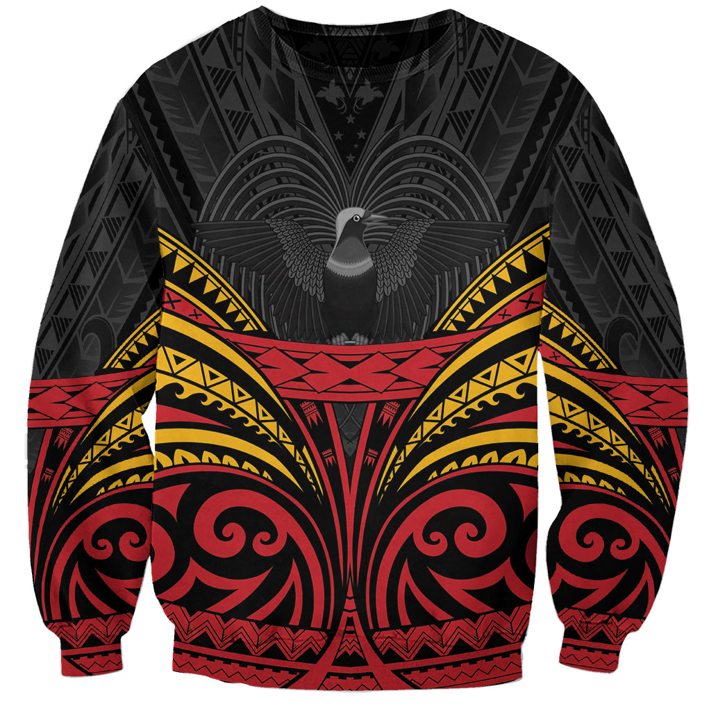 Custom Papua New Guinea Cricket Sweatshirt PNG Emblem Mix Polyneisan Pattern