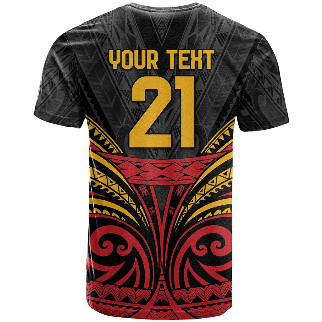 Custom Papua New Guinea Cricket T Shirt PNG Emblem Mix Polyneisan Pattern