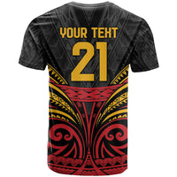 Custom Papua New Guinea Cricket T Shirt PNG Emblem Mix Polyneisan Pattern