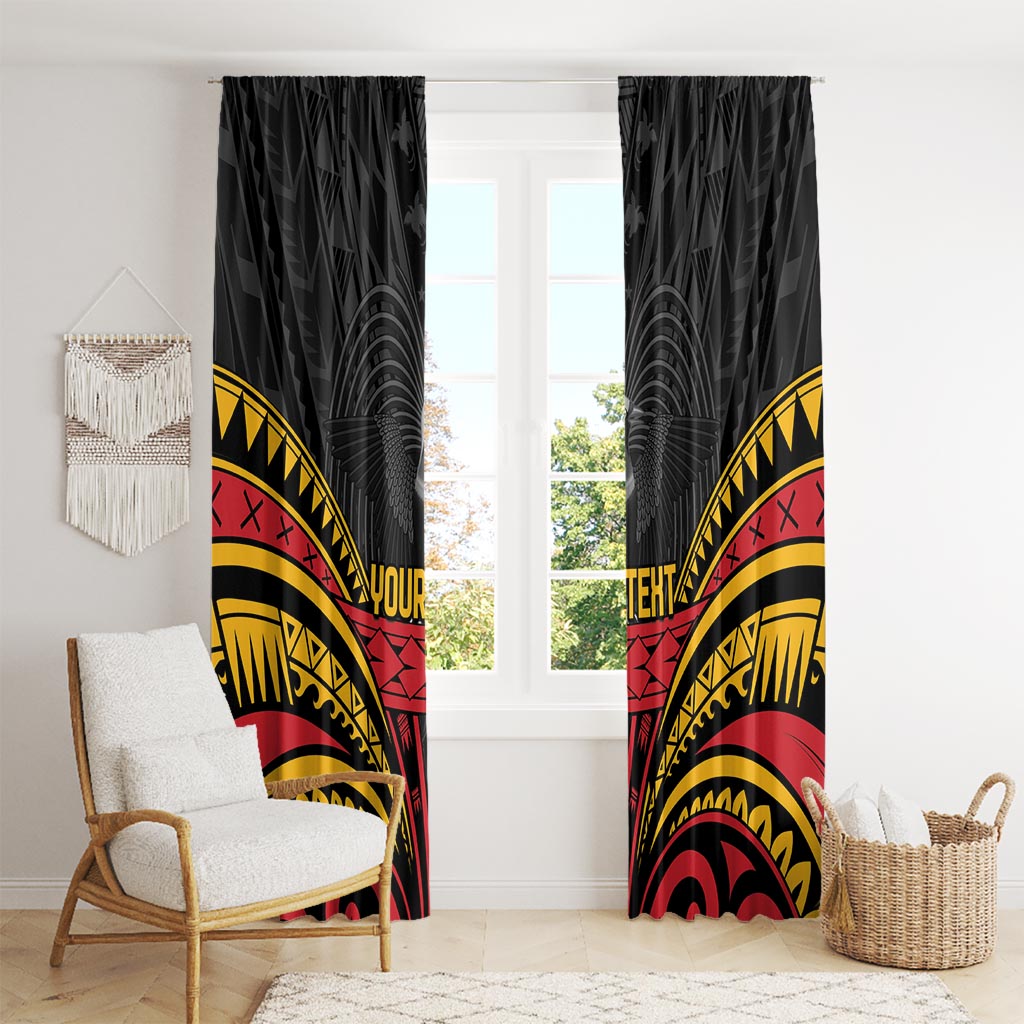 Custom Papua New Guinea Cricket Window Curtain PNG Emblem Mix Polyneisan Pattern