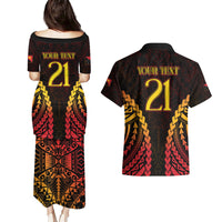 Custom Papua New Guinea Cricket Couples Matching Puletasi and Hawaiian Shirt Go Barramundis