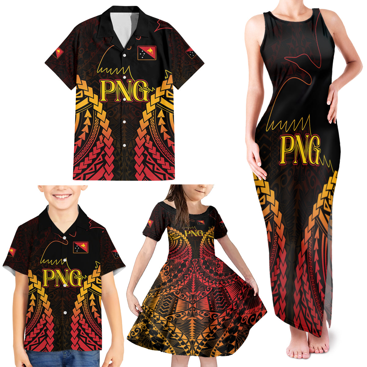 Custom Papua New Guinea Cricket Family Matching Tank Maxi Dress and Hawaiian Shirt Go Barramundis