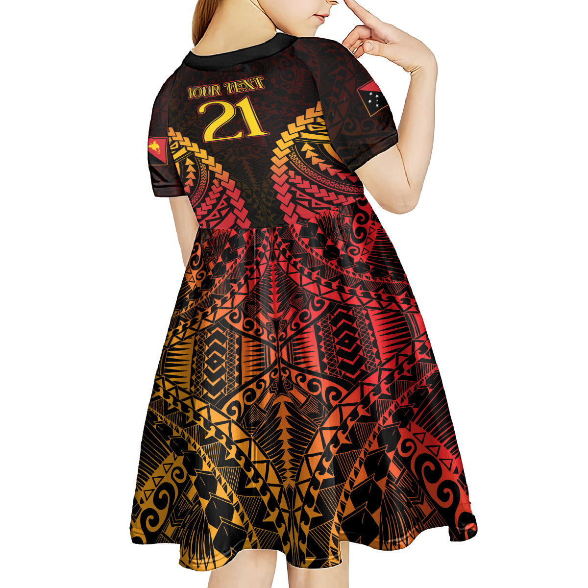 Custom Papua New Guinea Cricket Kid Short Sleeve Dress Go Barramundis LT9 - Polynesian Pride