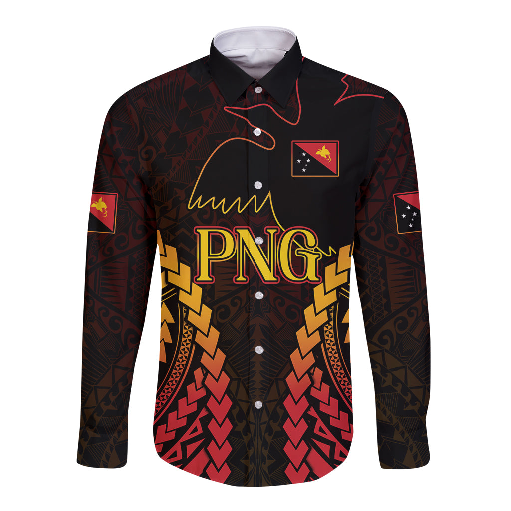 Custom Papua New Guinea Cricket Long Sleeve Button Shirt Go Barramundis LT9 Unisex Black - Polynesian Pride