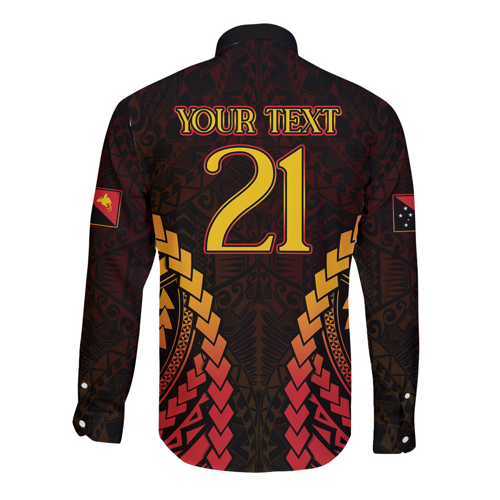 Custom Papua New Guinea Cricket Long Sleeve Button Shirt Go Barramundis LT9 - Polynesian Pride