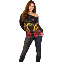 Custom Papua New Guinea Cricket Off Shoulder Sweater Go Barramundis LT9 - Polynesian Pride