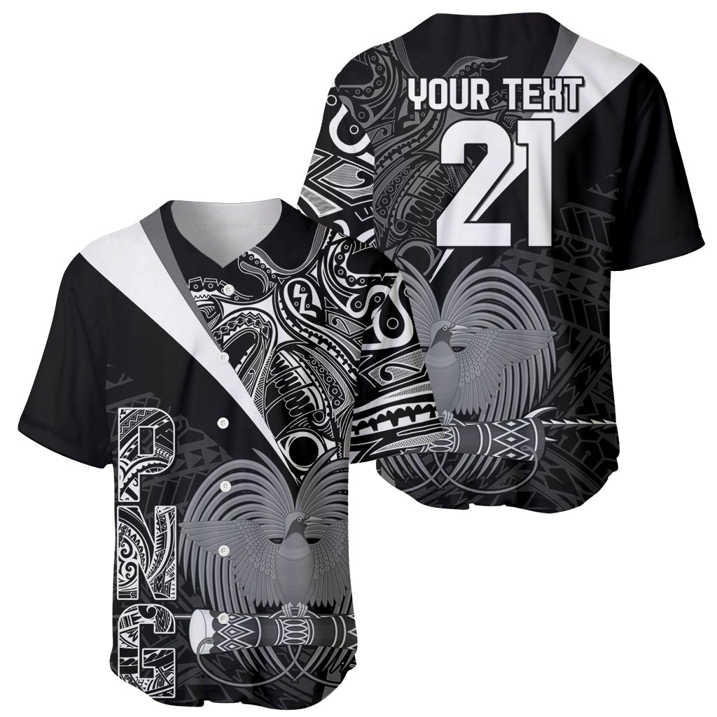 Custom Papua New Guinea Cricket Baseball Jersey Tribal Bird of Paradise Tattoo