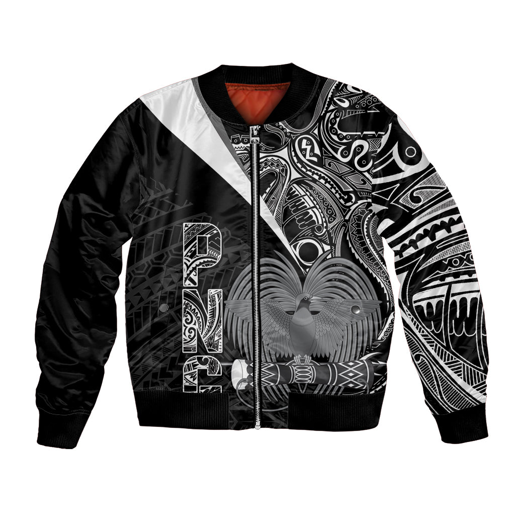 Custom Papua New Guinea Cricket Bomber Jacket Tribal Bird of Paradise Tattoo