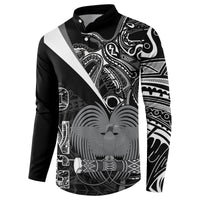 Custom Papua New Guinea Cricket Button Sweatshirt Tribal Bird of Paradise Tattoo